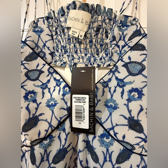 NWT | Sachin + Babi Blue Vine Print Heather Dress Size 6 & 10 - Picture 6 of 10